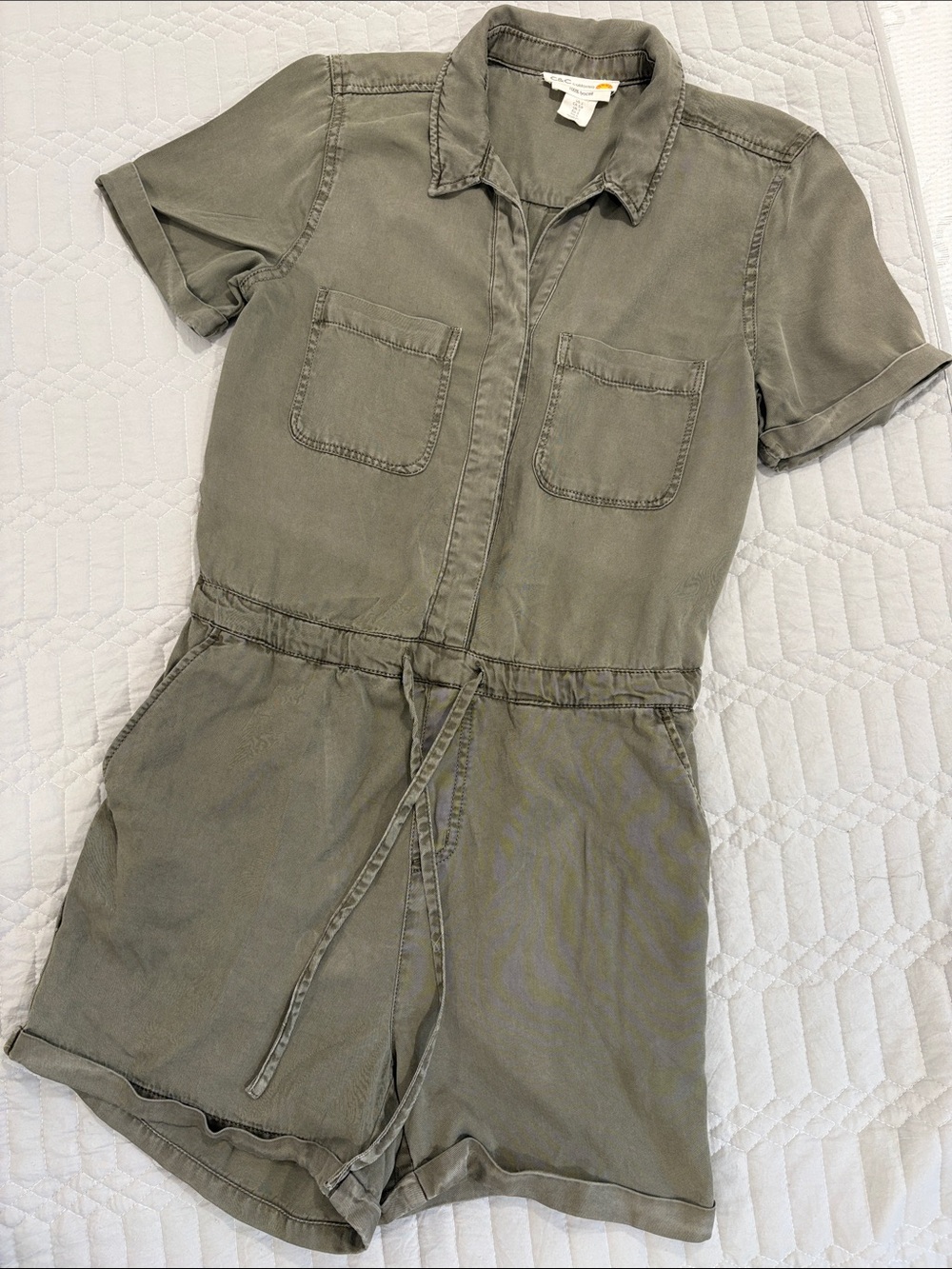 C&C California Olive Green Casual Romper with Sun Logo